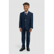 Boys Navy Blue Check Three Piece Suit