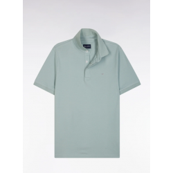 Slim-fit short-sleeved polo shirt in brown stretch cotton piqué