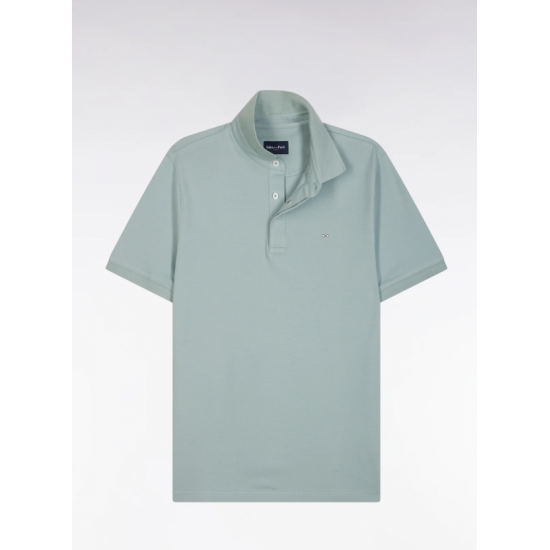 Slim-fit short-sleeved polo shirt in brown stretch cotton piqué
