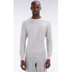 Straight-fit grey honeycomb cotton crew neck jumper