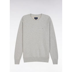 Straight-fit grey honeycomb cotton crew neck jumper