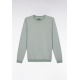 Straight-fit round neck cotton jumper in green cotton