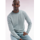 Straight-fit round neck cotton jumper in green cotton