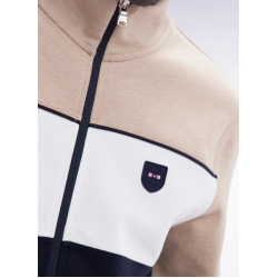 Straight-fit zip-up sweatshirt in beige cotton interlock