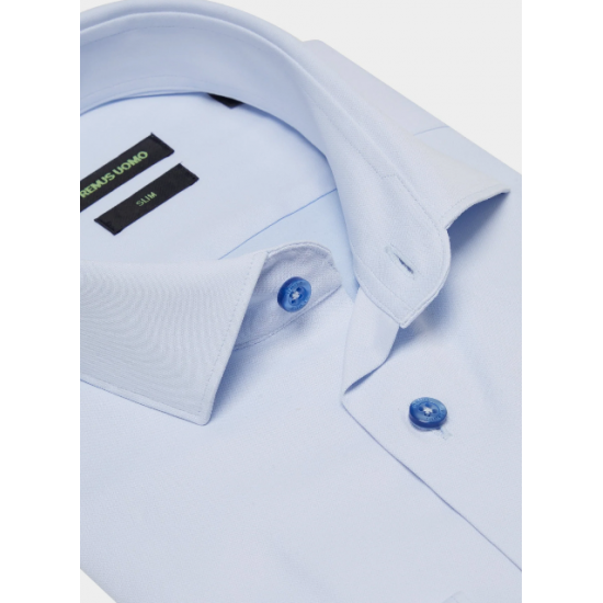Remus Light Blue LS Shirt Arthur Slim Fit Stretch