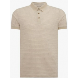 Remus Uomo Slim Fit Knitted Cotton S/S Polo Shirt Beige 