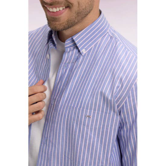 Regular fit pink striped shirt