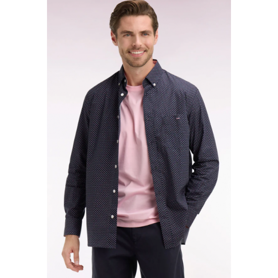 Regular fit pink micro-patterned shirt