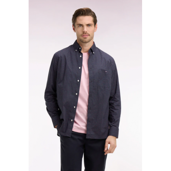 Regular fit pink micro-patterned shirt