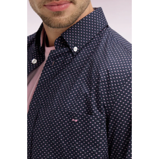 Regular fit pink micro-patterned shirt
