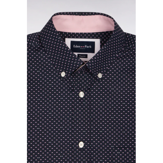 Regular fit pink micro-patterned shirt
