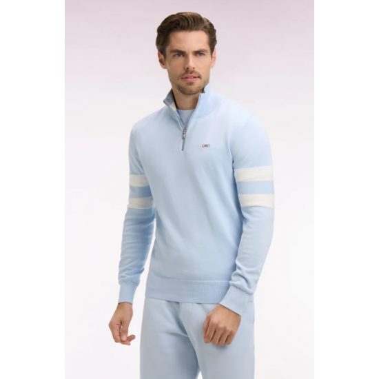 Sweater with double striped sleeves