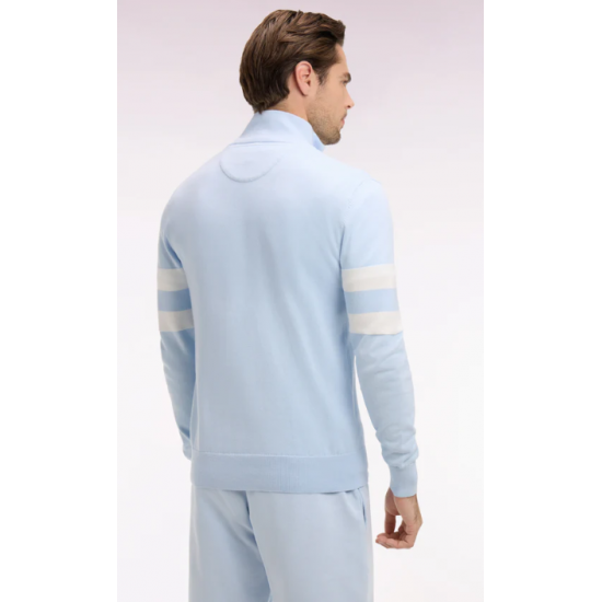 Sweater with double striped sleeves