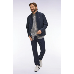 Navy nylon biker collar jacket