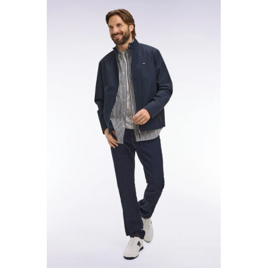 Navy nylon biker collar jacket