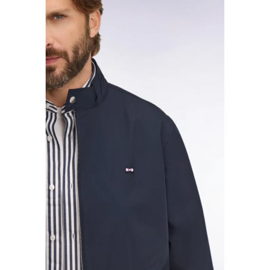 Navy nylon biker collar jacket